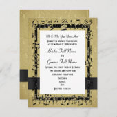 シックエレガントゴールデンフォーマルシ結婚ート 招待状 (正面/裏面)