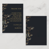 シックエレガントゴールデンフローラの結婚ありがとう プレイスカード (正面/裏面)
