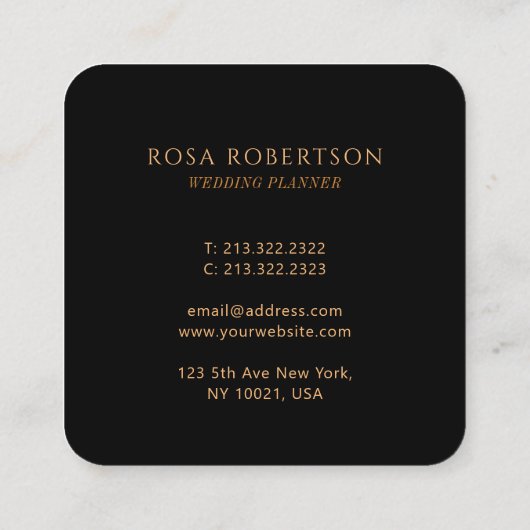 シックエレガントゴールデンモノグラムの観賞用 スクエア名刺 (裏面)