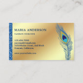 シックエレガントゴールドフォイルブルーインディアン孔雀 名刺 (裏面)