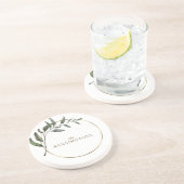 シックエレガントゴールドフォイルユーカリプタスグリーン コースター (側面)