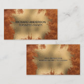 シックエレガントゴールドフォイル(ばちゃばちゃ)跳ねる | ブラウンレザー 名刺 (正面/裏面)