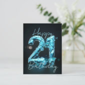 シックエレガントサファイアブルーとブラック21歳の誕生日 ポストカード (スタンド正面)