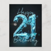 シックエレガントサファイアブルーとブラック21歳の誕生日 ポストカード (正面)