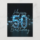 シックエレガントサファイアブルーとブラック50誕生日 ポストカード (正面)