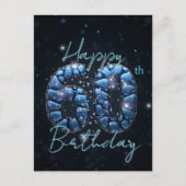 シックエレガントサファイアブルーとブラック60誕生日 ポストカード (正面)