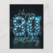 シックエレガントサファイアブルーとブラック80誕生日 ポストカード (正面)