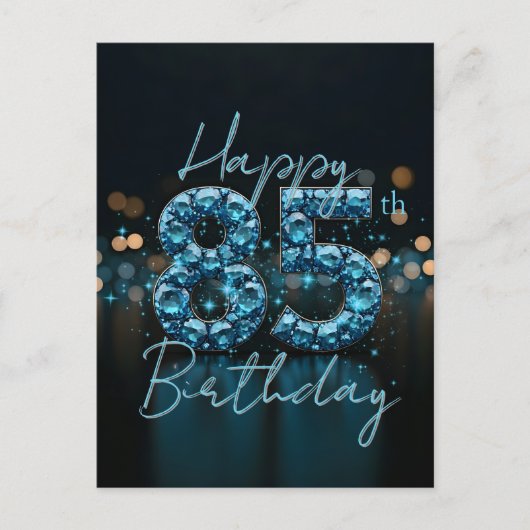 シックエレガントサファイアブルーとブラック85誕生日 ポストカード (正面)