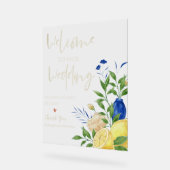 シックエレガントサマーレモンフローラ結婚ズ・ウェルカム アクリルサイン (傾斜)