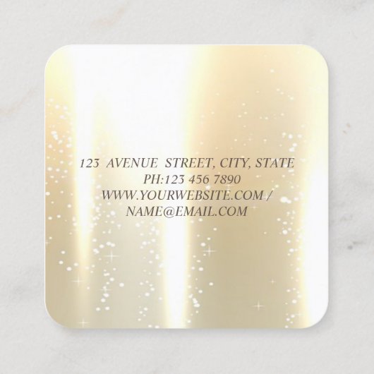 シックエレガントシニー、フェイク金ゴールド、キラキラ、ドレス スクエア名刺 (裏面)
