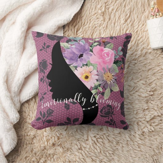 シックエレガントシルエットロマンチックな花グラフィック クッション (ブランケット)