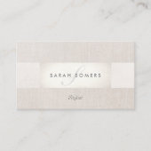 シックエレガントシルバークラッシーストライプのベージュモノグラム 名刺 (正面)