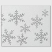 シックエレガントシルバーグリッタースノーフレークスホリデー ラッピングペーパー (フラット)