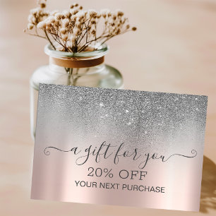 シックエレガントシルバーグリッターバラ金ゴールド 割引カード