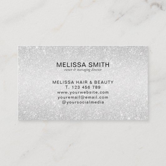 シックエレガントシルバーグリッターモノグラム名刺 名刺 (裏面)