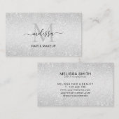 シックエレガントシルバーグリッターモノグラム名刺 名刺 (正面/裏面)