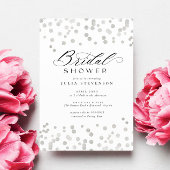 シックエレガントシルバーグリッター紙吹雪ブライダルシャワー 招待状