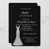 シックエレガントシルバードレスブライダルシャワー 招待状 (正面/裏面)