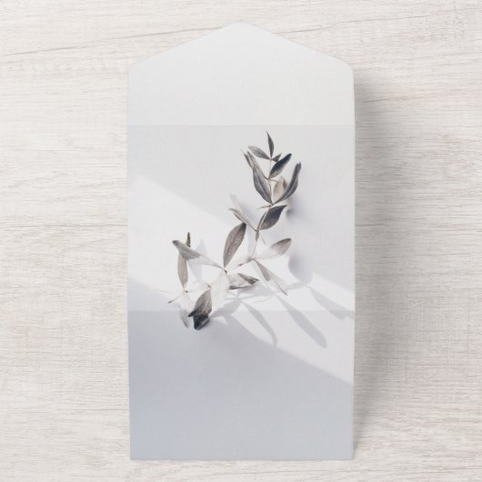 シックエレガントシルバーバラサマーフローラ結婚ズ オールインワン招待状 (外側)