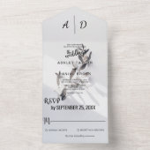 シックエレガントシルバーバラサマーフローラ結婚ズ オールインワン招待状 (内側)