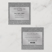 シックエレガントシルバーフォイルグリッターグラマラスサロン 割引カード (正面/裏面)