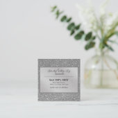 シックエレガントシルバーフォイルグリッターグラマラスサロン 割引カード (スタンド正面)