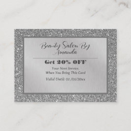 シックエレガントシルバーフォイルグリッターグラマラスサロン 割引カード