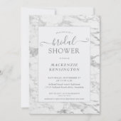 シックエレガントシルバーフォイルマーブルブライダルシャワーインビ 招待状 (正面)