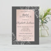 シックエレガントシルバーフラワーズブライダルシャワー 招待状 (スタンド正面)