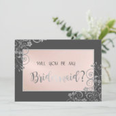 シックエレガントシルバー花花花花花嫁カード 招待状 (スタンド正面)