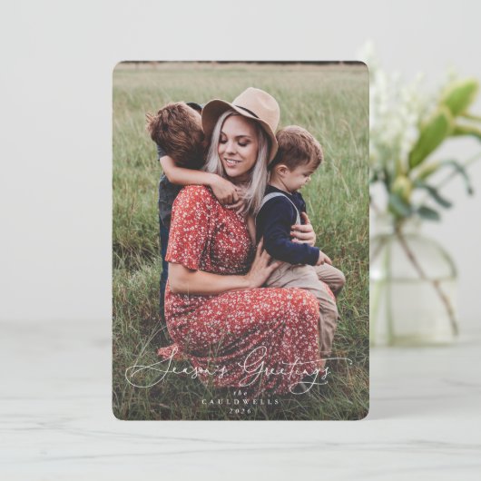 シックエレガントシーズングリーティングクリスマスフォト シーズンカード (スタンド正面)