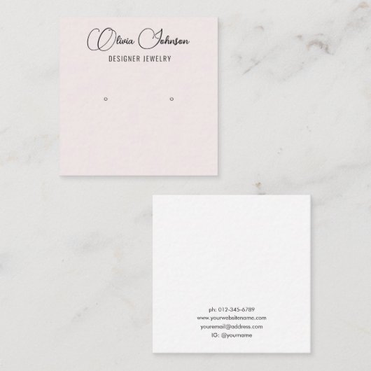 シックエレガントジュエリーイヤリングディスプレイ スクエア名刺 (正面/裏面)