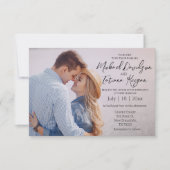 シックエレガントスクリプトのカップル結婚写真 招待状 (正面)