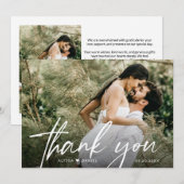 シックエレガントスクリプトハート結婚の写真カスタム サンキューカード (正面/裏面)