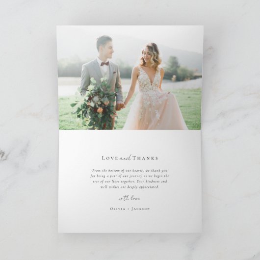 シックエレガントスクリプトフォトコラージュ結婚ズ カード (内部)