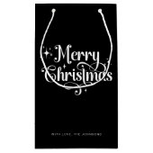 シックエレガントスクリプトブラック&ホワイトメリークリスマス スモールペーパーバッグ (裏面)