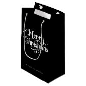 シックエレガントスクリプトブラック&ホワイトメリークリスマス スモールペーパーバッグ (正面アングル)