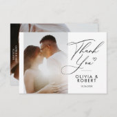 シックエレガントスクリプトラブハート結婚の写真感謝してい サンキューカード
