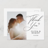 シックエレガントスクリプトラブハート結婚の写真感謝してい ポストカード (正面/裏面)