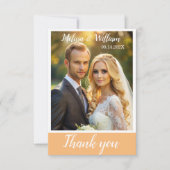 シックエレガントスクリプトラブハート結婚の写真 サンキューカード (正面)