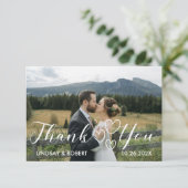 シックエレガントスクリプトラブハート結婚の写真 サンキューカード (スタンド正面)