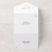 シックエレガントスクリプト金ゴールドモノグラム結婚写真 オールインワン招待状 (外側)