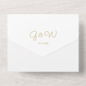 シックエレガントスクリプト金ゴールドモノグラム結婚写真 オールインワン招待状 (裏面)