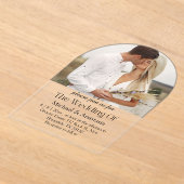 シックエレガントスクリプトboho arch photo 結婚 arch アクリル招待状 (レイダウン)