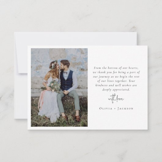 シックエレガントスクリプ結婚トの写真 サンキューカード (裏面)