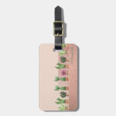 シックエレガントスタイリッシュウォーターカラーサボテン ラゲッジタグ (正面縦)