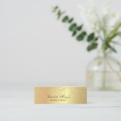 シックエレガントスタイリッシュ金ゴールドフェイク・ダイヤモンド スキニー名刺 (スタンド正面)