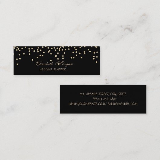 シックエレガントスタイリッシュ金ゴールドフェイク・ダイヤモンド スキニー名刺 (正面/裏面)