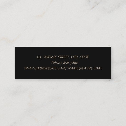 シックエレガントスタイリッシュ金ゴールドフェイク・ダイヤモンド スキニー名刺 (裏面)