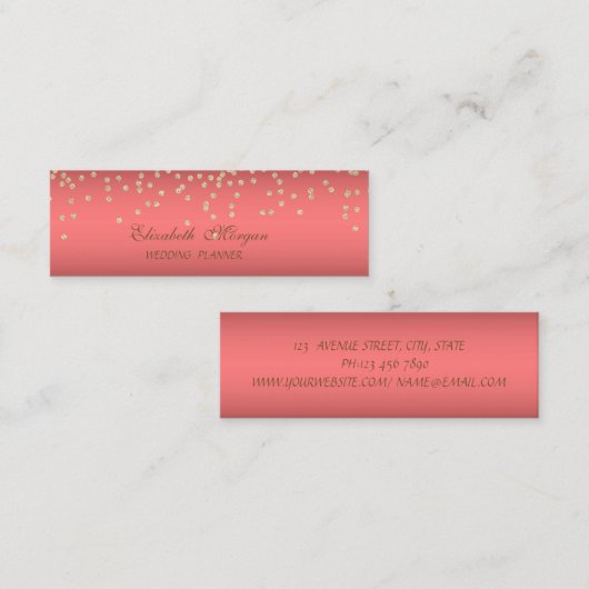 シックエレガントスタイリッシュ金ゴールドフェイク・ダイヤモンド スキニー名刺 (正面/裏面)